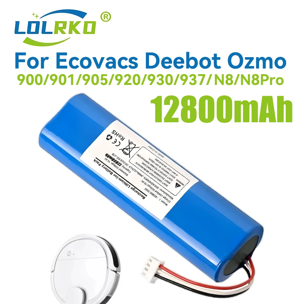 หุ่นยนต์ดูดฝุ่นแบตเตอรี่14.4V 9800mAh/12800nAh สำหรับ Ecovacs deebot ozmo 900,901,905,920,930,937 N8หุ่นยนต์ดูดฝุ่น Li-ion N8 Pro