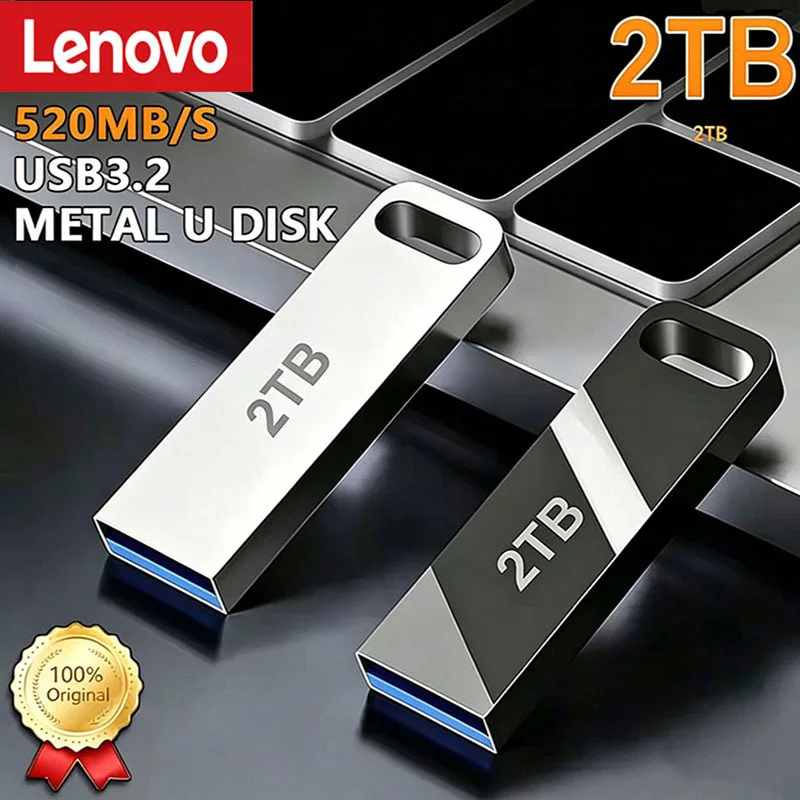 Lenovo Metal USB Adapter Flash Drive USB 3.0 128GB 256GB 512GB High Speed Metal Mini U Disk Pendrive 512GB Memory Stick 1TB 2TB