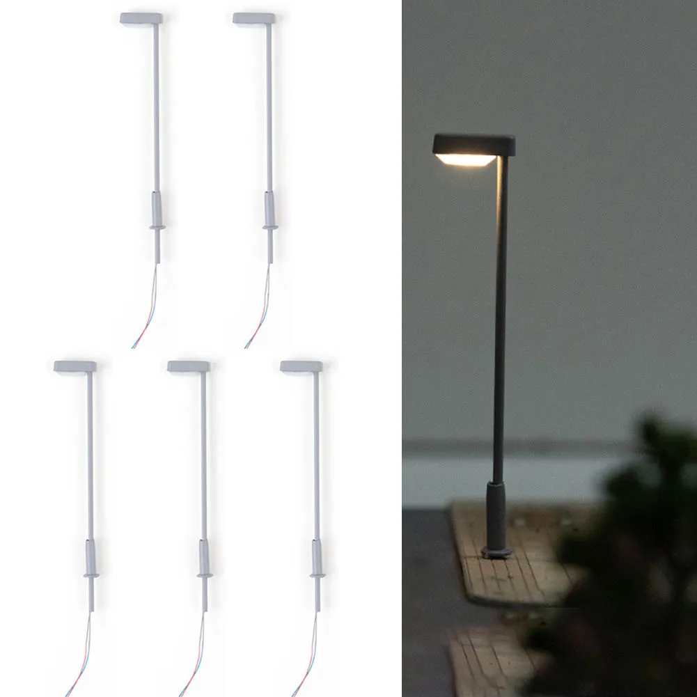 5XSteel Tube Lights N Scale Model Lamp Model Railway LED Street Light Warm White Suitable For Use At Supply Voltages Of 3V/12V