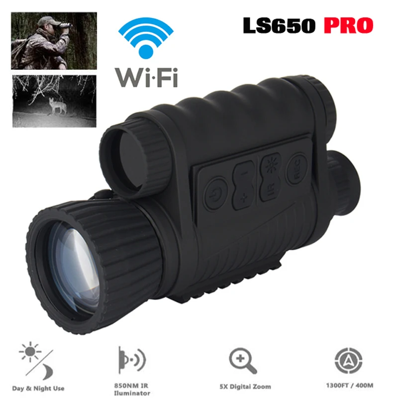 

LS650PRO ИК Ночное Видение цифровой инфракрасный тропа камера 6x50 Монокуляр прицел для охоты изображение WIFI видеорегистратор 350 м
