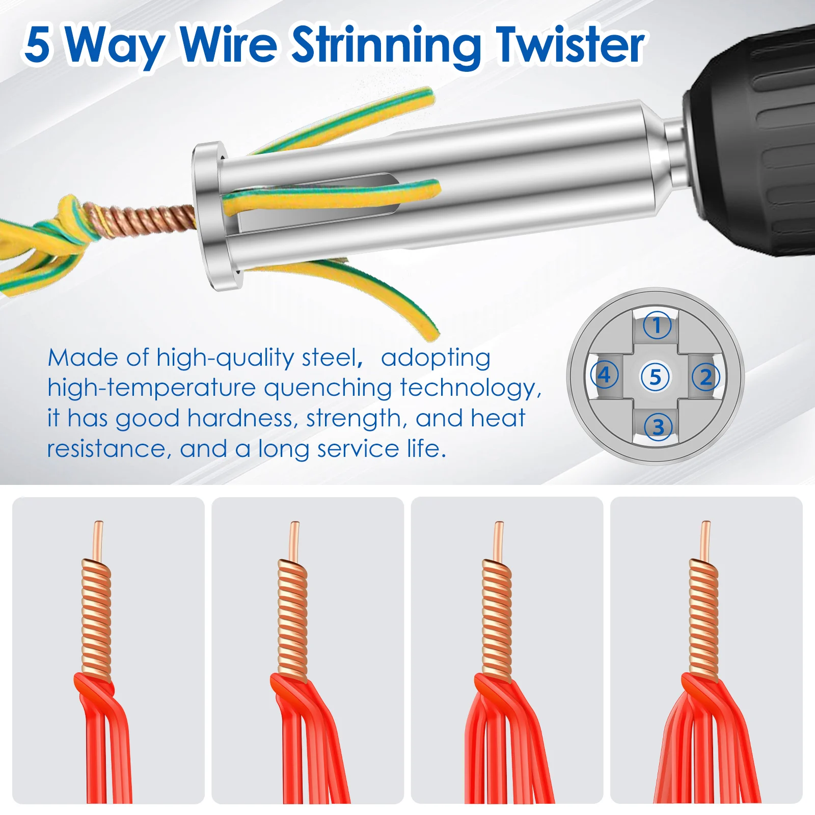 電気ケーブルストリッピングツール、電気ドリルドライバー、クイックワイヤースイベル、巻線コネクタ、ピーラーツール、4個