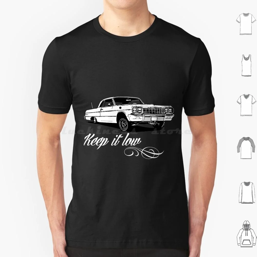 

Футболка Lowrider-Keep It Low Impala 6xl, хлопковая крутая футболка Impala Chevy Lowrider с низким вырезом, классический автомобиль, черный и белый цвет