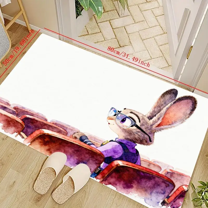 

1 шт. Zootopia Judy Hopps акварельный коврик с кроликом, 50x80 см (19,68x31,49 дюйма) милый мультяшный кролик впитывающий нескользящий коврик для карпа