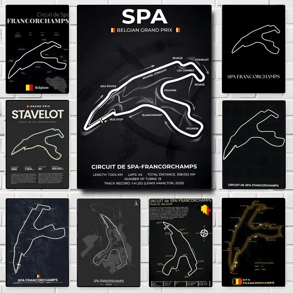 iconic circuit Circuit de Spa Francorchamps Poster Modern Wall Art for Bedroom Living Room Cafe Bar Aesthetic Home Decor Gift