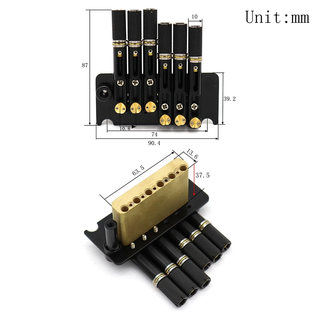 6 String Headless Guitar Bridge Tremolo System Set with Tailpiece for Electric Guitar Accessory