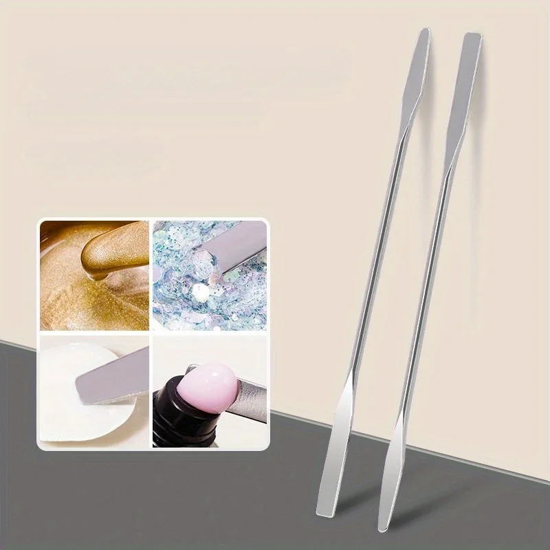 3pcs Dual-Ended Stainless Steel Mixing Spatula - Perfect for Nail Art, Makeup & Crafts, Odorless