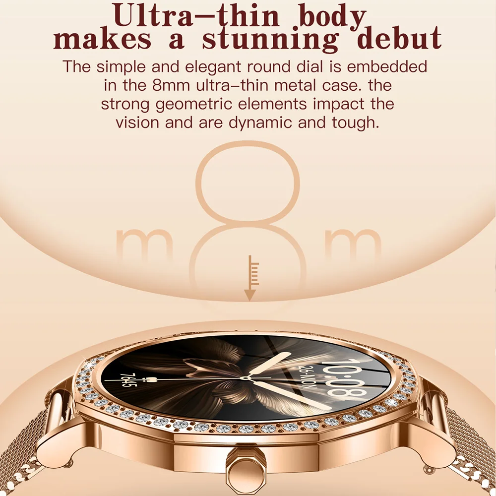 Smartwatch z funkcją połączeń Bluetooth, zegarek z własnymi tarczami dla kobiet i mężczyzn, sportowy tracker fitness, smartwatch z pomiarem tętna dla Androida i iOS.