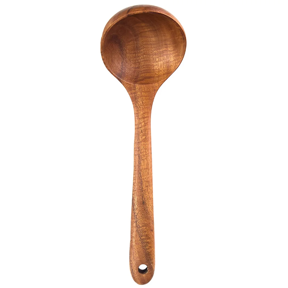 

Wooden Spoon Non-Stick Pan Soup Kitchen Home Store Natural Wood Texture Lightweight Long Handle Easy Grip