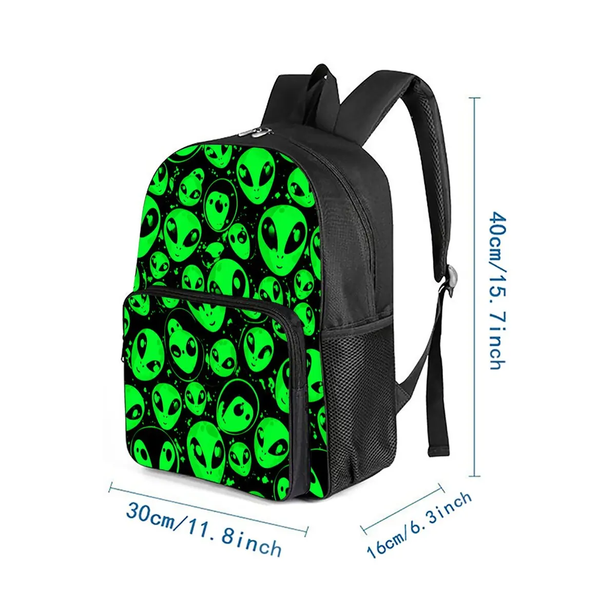 Alien Print Square Front Pocket Backpack Large Capacity for Boy/Girls Best Gift 2D  Cartoon Children's School Bag