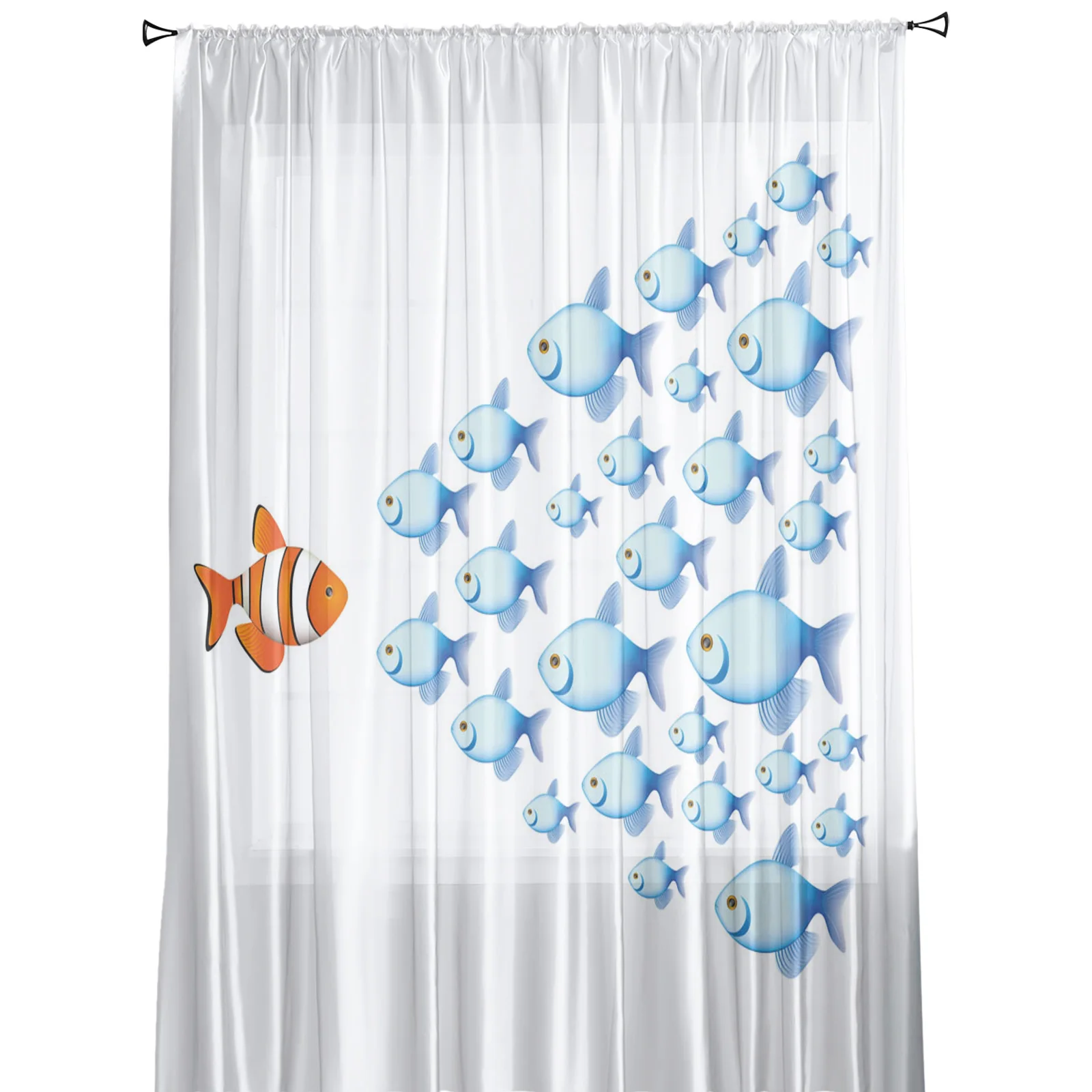 Carp Animal Fish Geometric Tulle Curtains For Living Room Sheer Curtain Bedroom Voile Decorative Window Treatments