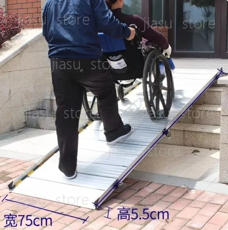

Up and down folding wheelchair ramp board portable mobile aluminum alloy pedal climbing stairs springboard barrier-free ramp
