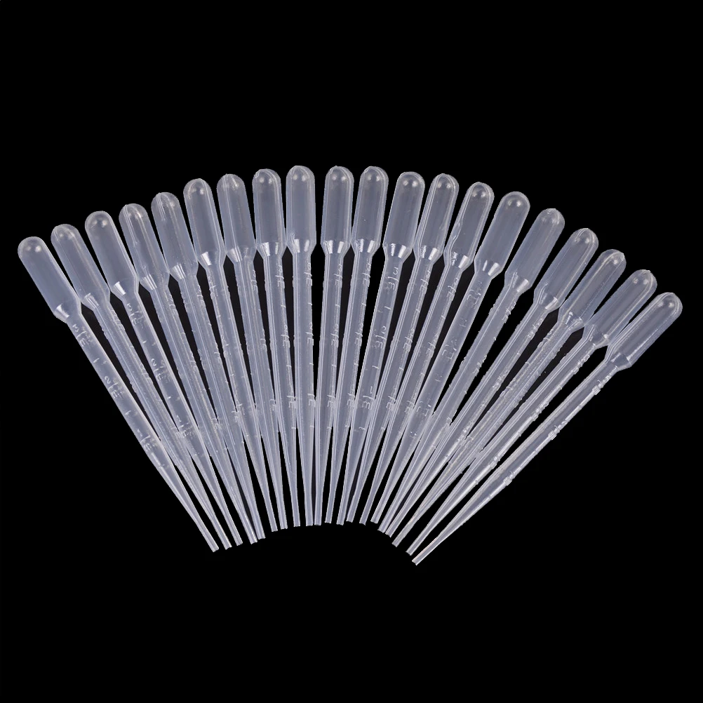 20PCS Transfer Pipettes 3ml Plastic Transparent Pipettes Disposable Safe Eye Dropper Transfer Graduated Pipettes Lab Supplies