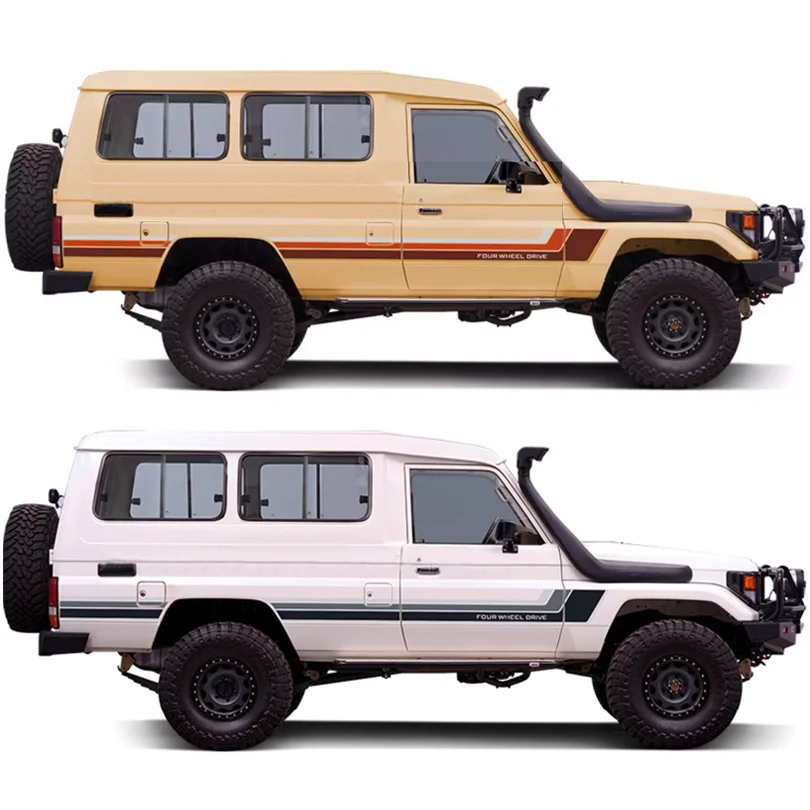 

Off Road Four Wheel Drive Waist Line Stripes Retro Sunset Decal Vinyl Wrap Graphics Car Stickers for Toyota Land Cruiser 75 LC75