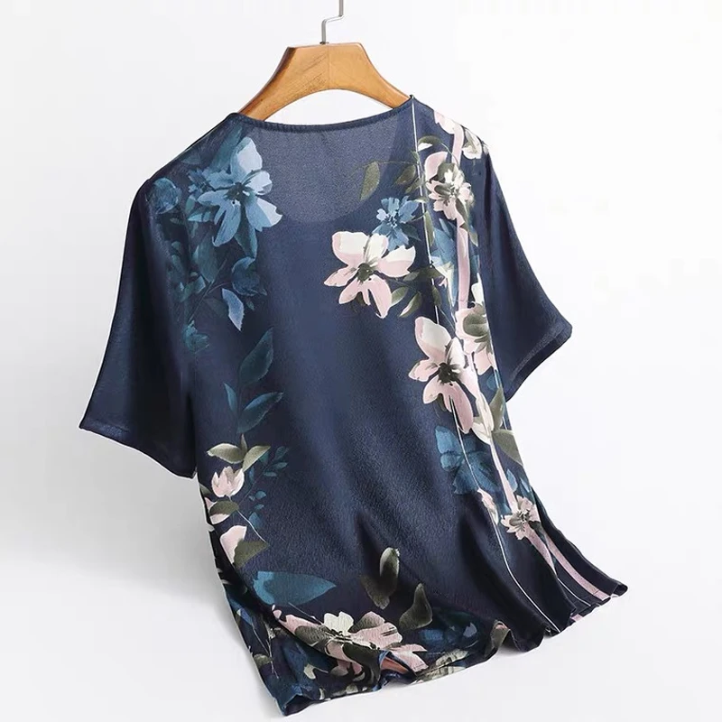 Fashion T Shirt Ladies Summer Thin Sleeve Loose Floral Printed Floral T-Shirt Loose Casual Plus Size 4XL