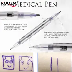 White Surgical Eyebrow Tattoo Skin Marker Pen Tool Accessories Tattoo Marker Pen With Measuring Ruler Microblading Positioning
