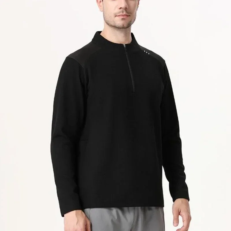 Camisetas deportivas para correr al aire libre para hombre, camiseta deportiva para culturismo y Fitness, camiseta de ajuste muscular con media cremallera, sudaderas de entrenamiento para tenis y Golf