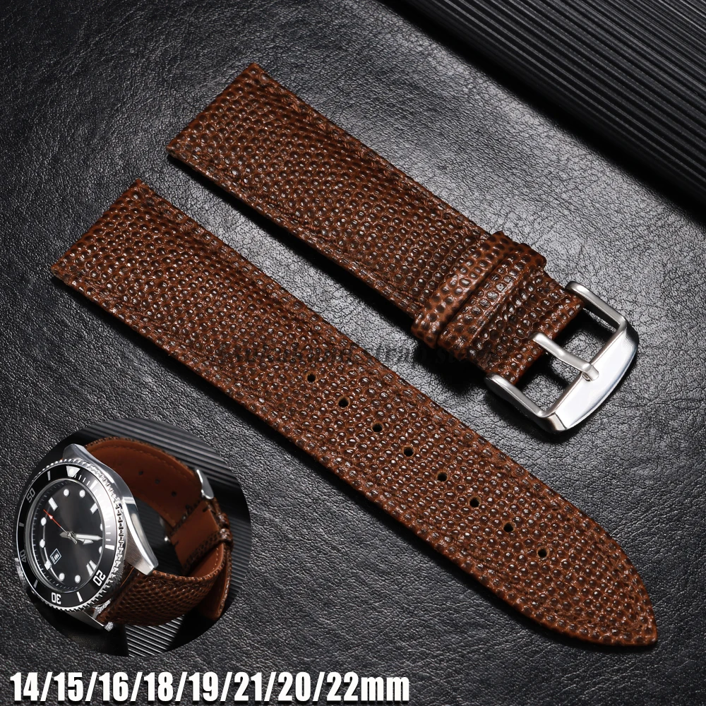 15mm 14mm 16mm 18mm 19mm 21mm 20mm 22mm Eidechse Muster Leder uhrenarmband Für Seiko Für Omega Rindsleder Uhrenarmbänder Männer Armbänder