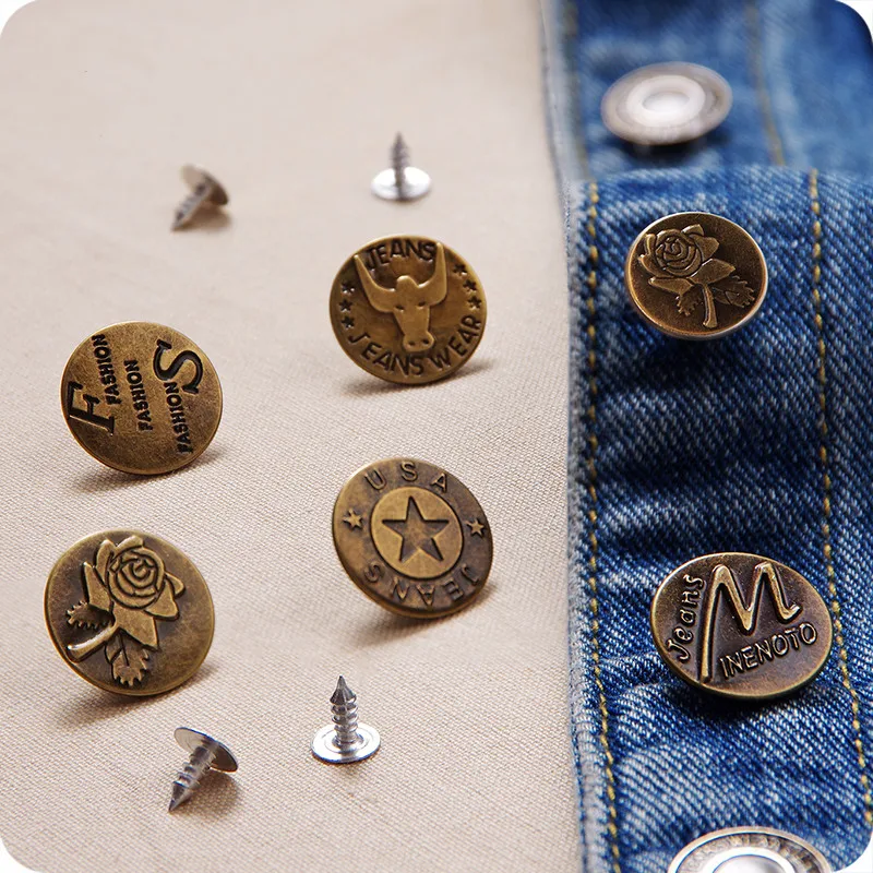 10pcs Bronze Fashion Metal Jeans Button Men and Women Denim Trousers Pants Buttons  for Clothing Sewing Accessories image 5