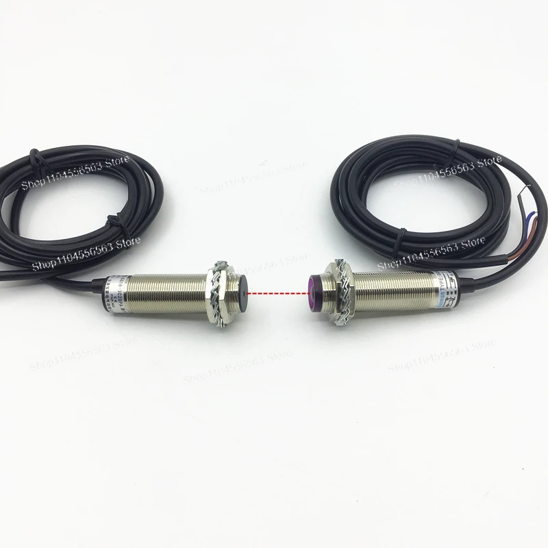 Cylindrical Through-Beam Sensor, 100m Long Range PNP/NPN Photoelectric Laser Switch