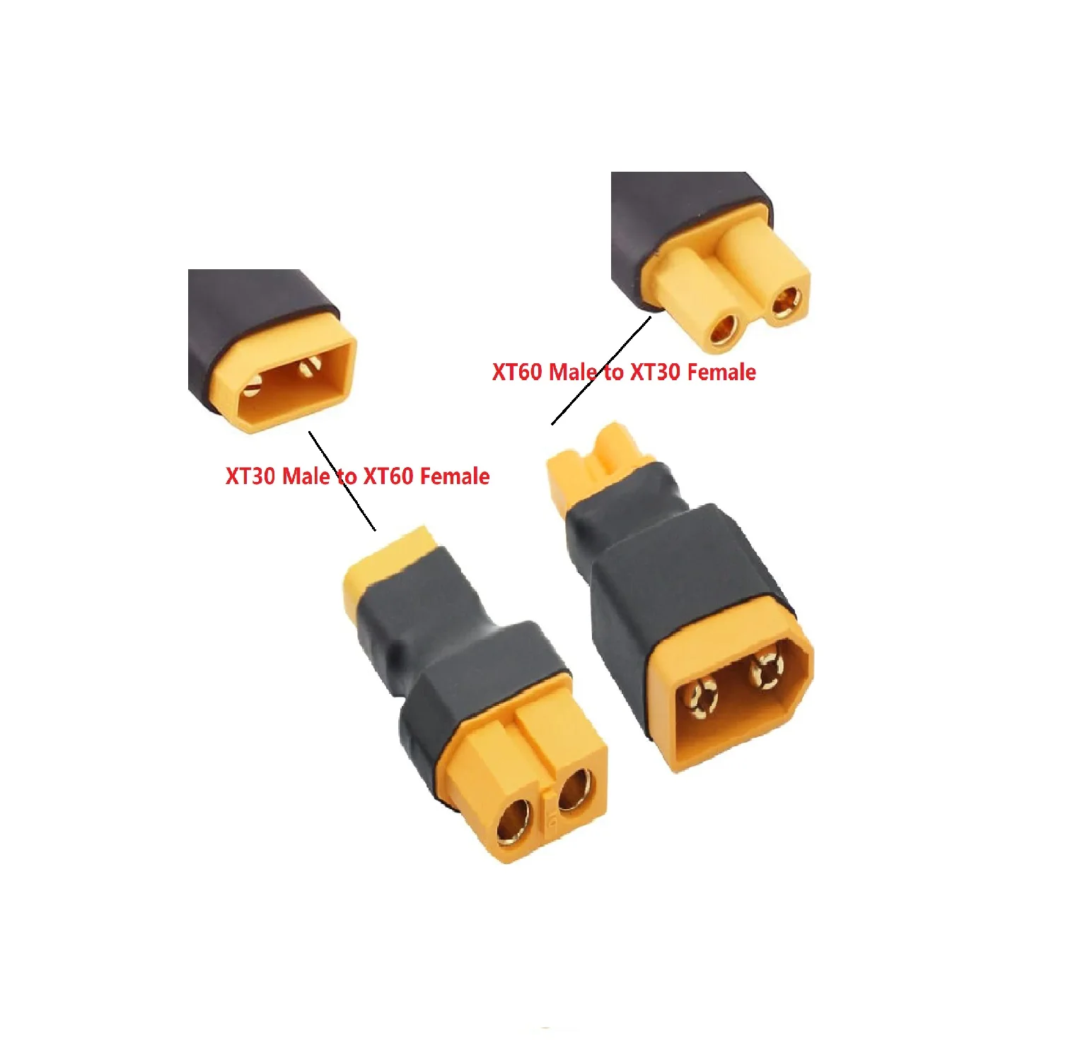 XT30 Plug XT60 Plug Male Female Connector to T Plug Male Female Conversion Adapter for RC Car Plane Lipo Battery ESC