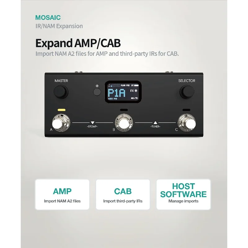 Livtra MOSAIC 3-Switch Portable Multi-Effects Processor with Amp/Cab Sims, IR Loading, Drum Programming & USB-C Audio - view 2