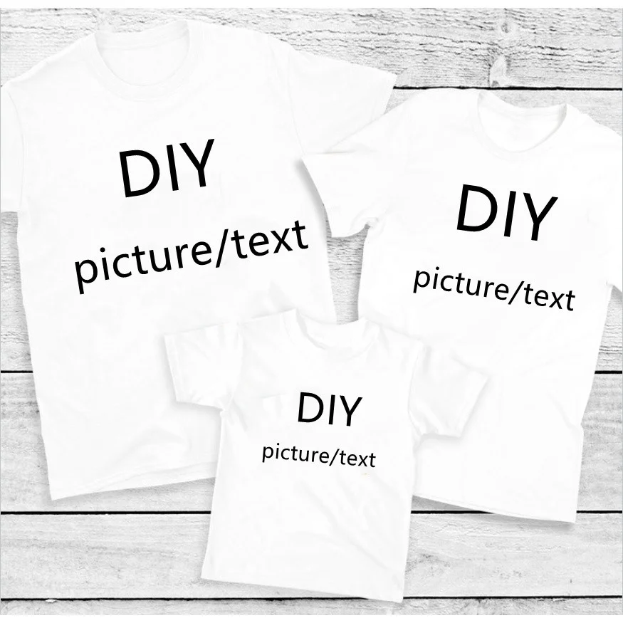 

DIY Customized Your Own Design/logo/picture/photo Print Tshirt Family Matching Outfits Birthday Gift Party Clothing White