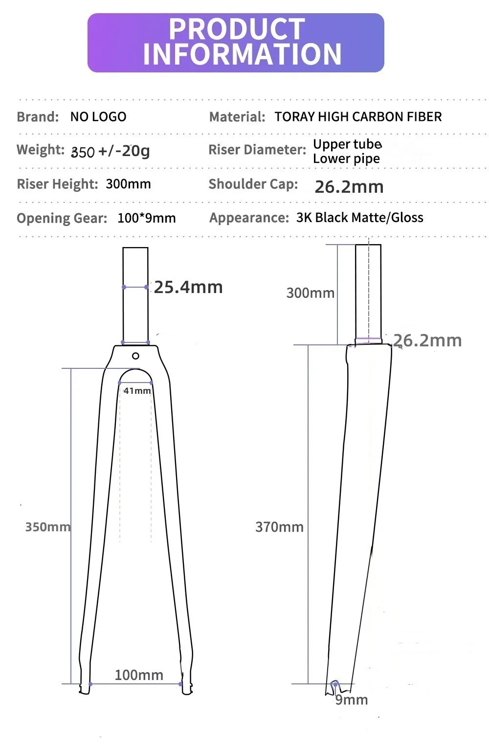 carbon fork  25.4mm Racing Road bike glossy matt 3K UD full carbon fibre fork Track Fixed Gear bicycle front fork