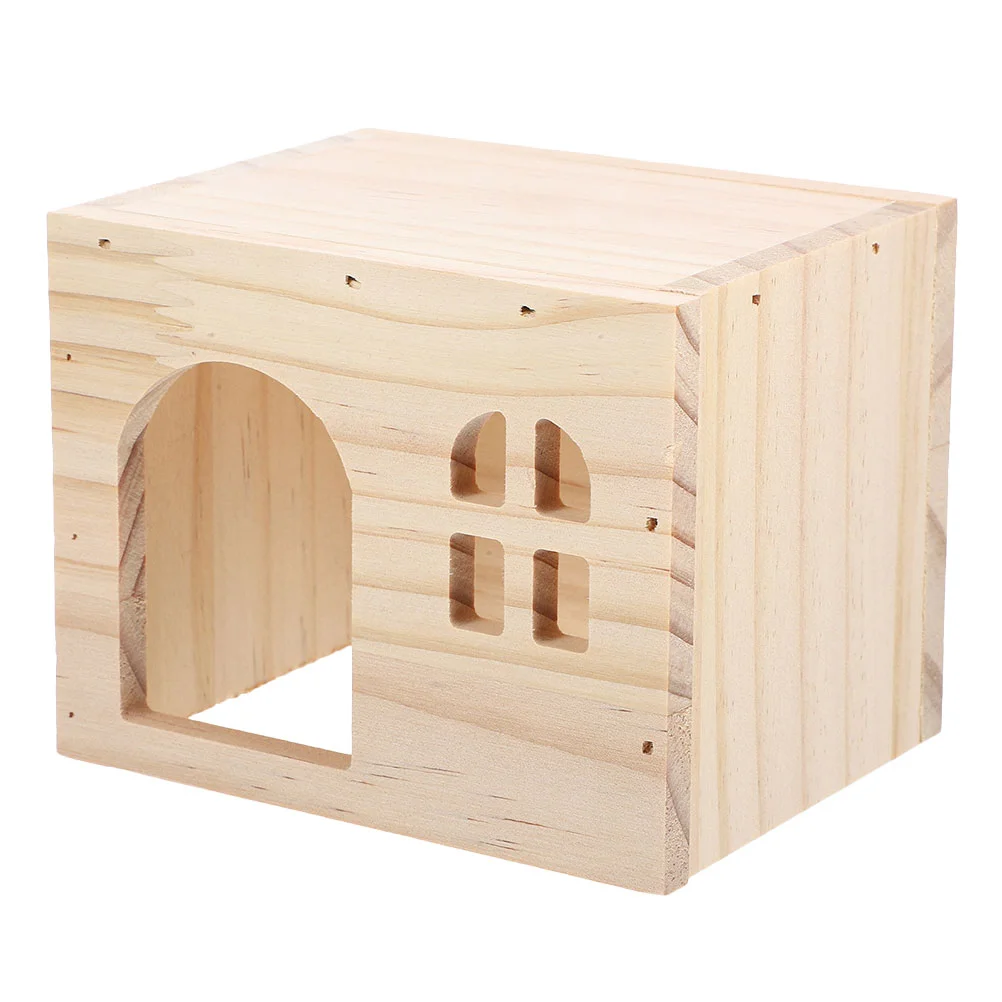 Hamster Hideout House Wood Wooden for Small Animal Home Rat Pet Rabbit Guinea Pig Hides Toys