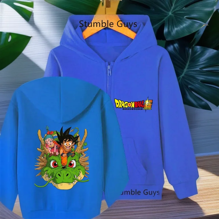 

Anime Dragon Ball Z Zipper Hoodie Kids Clothes Goku Spring Autumn Sweatshirt Cartoon Boys Clothes Girls Clothing Children's Tops