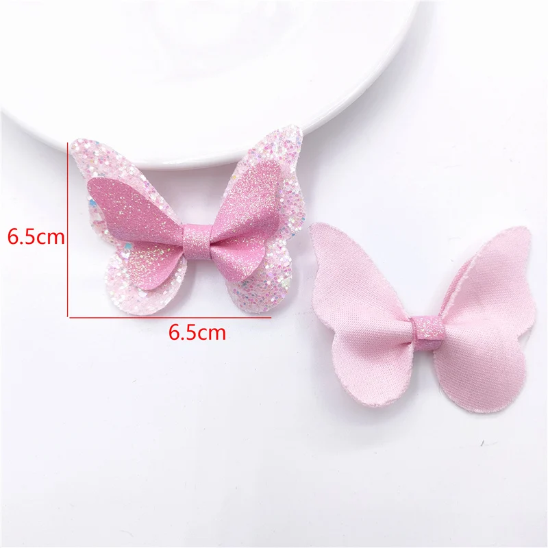 20Pcs 6.5CM Shiny Fabric Bowknot Applique For DIY Baby Hair Clip Hat Headwear Crafts Patches Decor Ornament Clothing Accessories