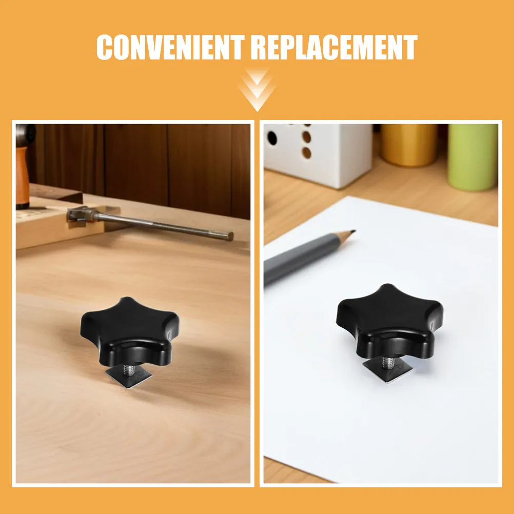 2Pcs Black Star Threaded Knobs M6 Square Washer Rv Awning Support Replacement for Camper Awning Brace Umbrella Base Lawn Mower