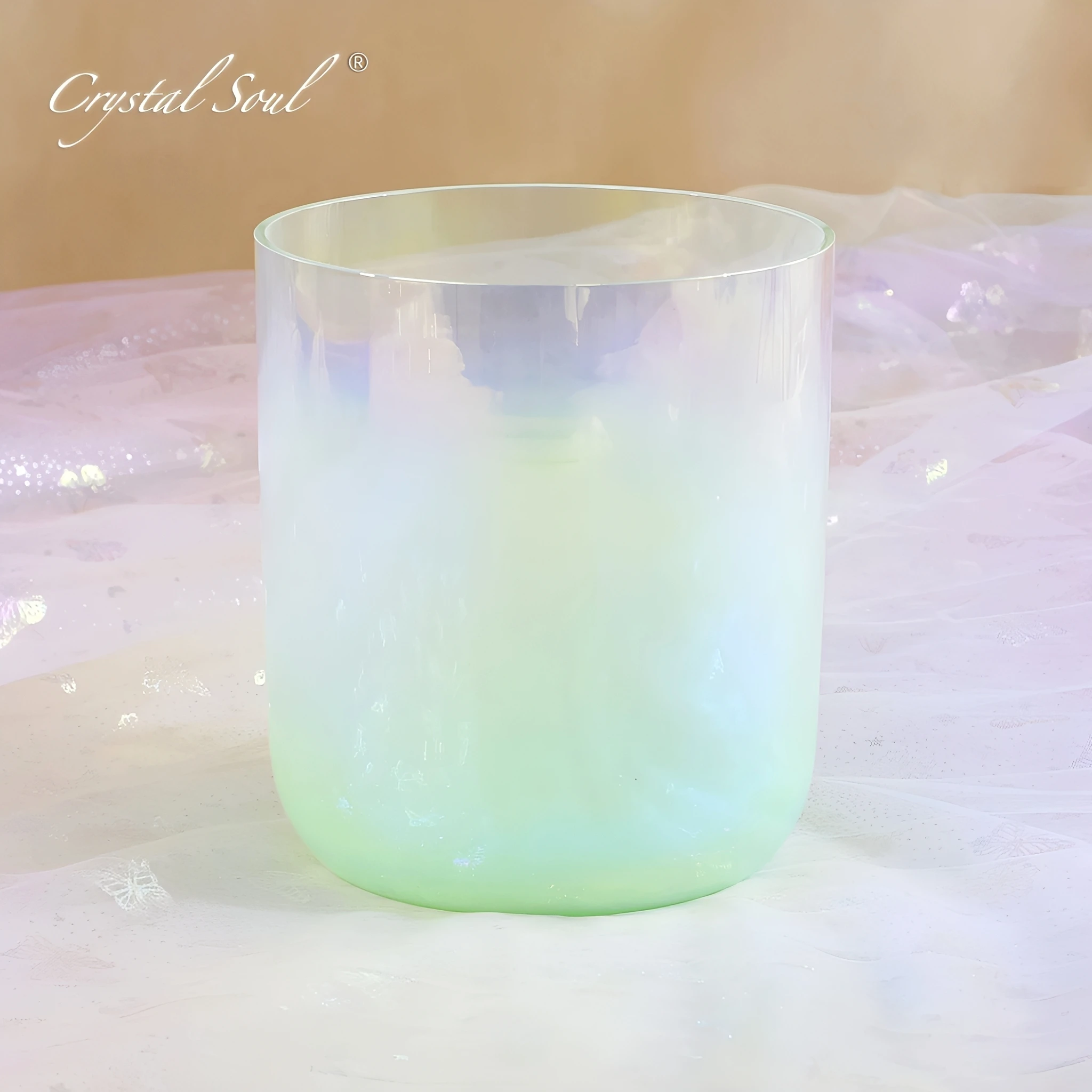 

CrystalSoul 432Hz Green clear Crystal Singing Bowl Yoga Stress Reducing with bag and accessories