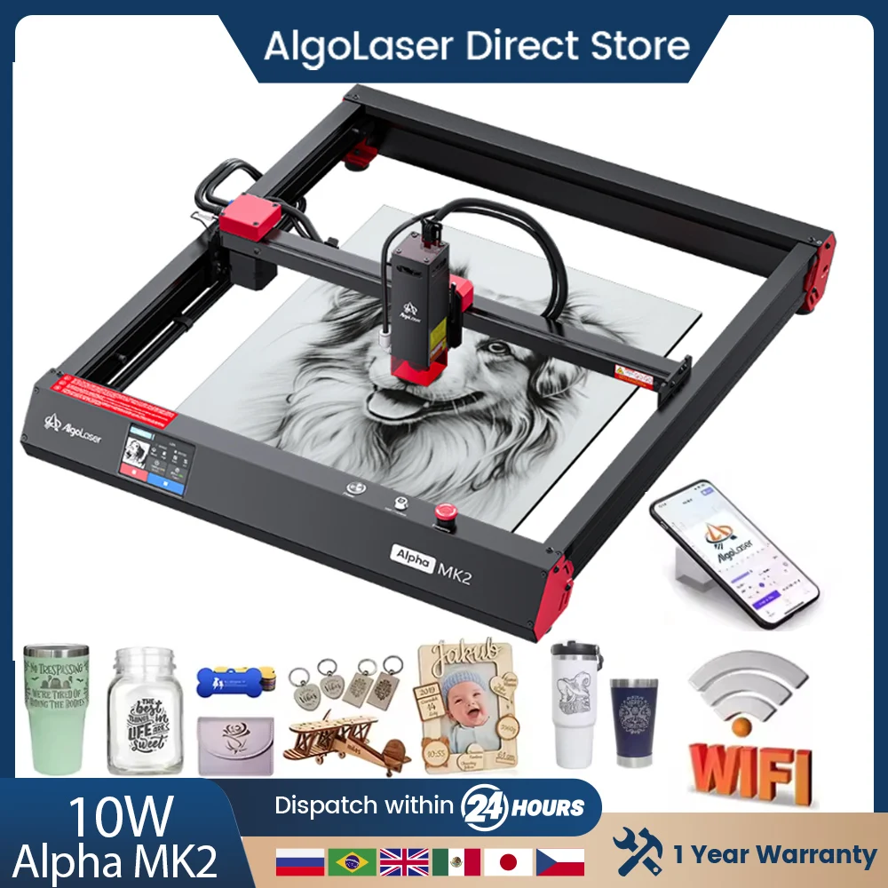 

AlgoLaser Alpha MK2 10W Laser Cutter 400mm/s CNC Engraver Woodworking Lase Engraving Cutting Machine For Business For Wood Metal
