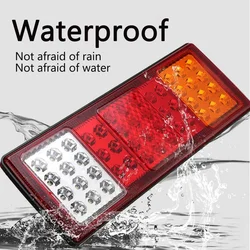 2pcs 24V 48 LED Car Trailer Truck Tail Lights Indicator Lamp Stop Rear Brake Turn Signal Light for Caravans Bus RV Camper