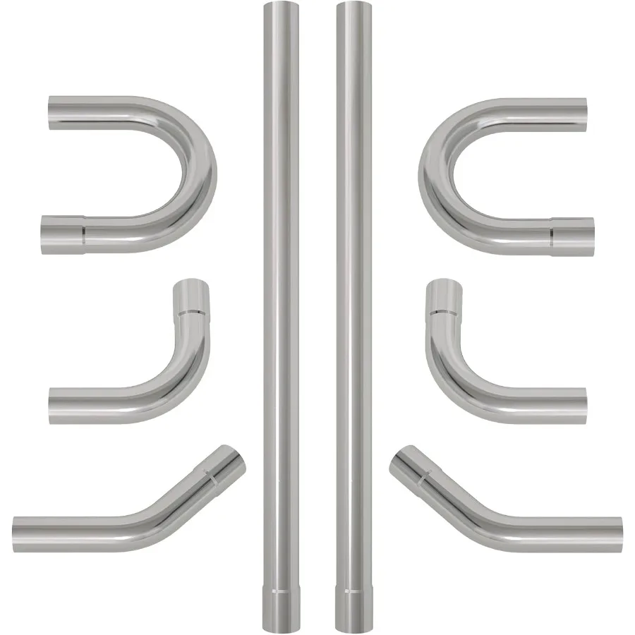 

Universal 2.5 Inch Mild Steel Exhaust Pipe Kit 16 Gauge Mandrel Bends with Straight 45 90 180 Degree Tubes for Custom Exhaust S