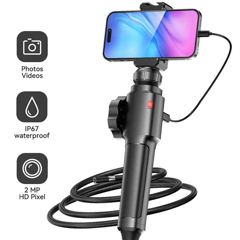 

2MP Industrial Endoscope Camera 8.5mm IP67 Waterproof 360 Degree Rotation With Articulation Inspection Camera for Cars Pipe