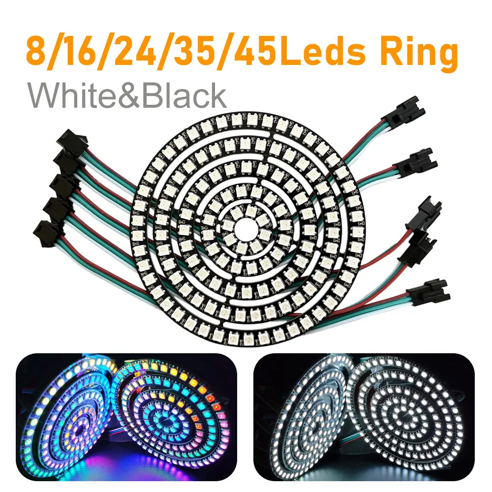 Imagem -05 - Anel de Pixel Redondo Rgb Colorido Faça Você Mesmo Individualmente Endereçáveis Led Círculo Módulos Ws2812 ic Smd 5050 Led Luz dc 5v Ws2812b