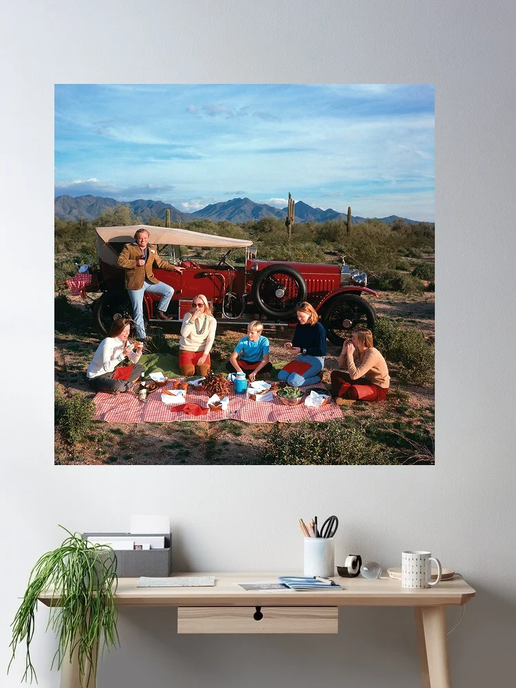 Slim Aarons 'Barrett Family Picnic', Print Art Canvas Poster, Living Room, Home Wall Decor Picture