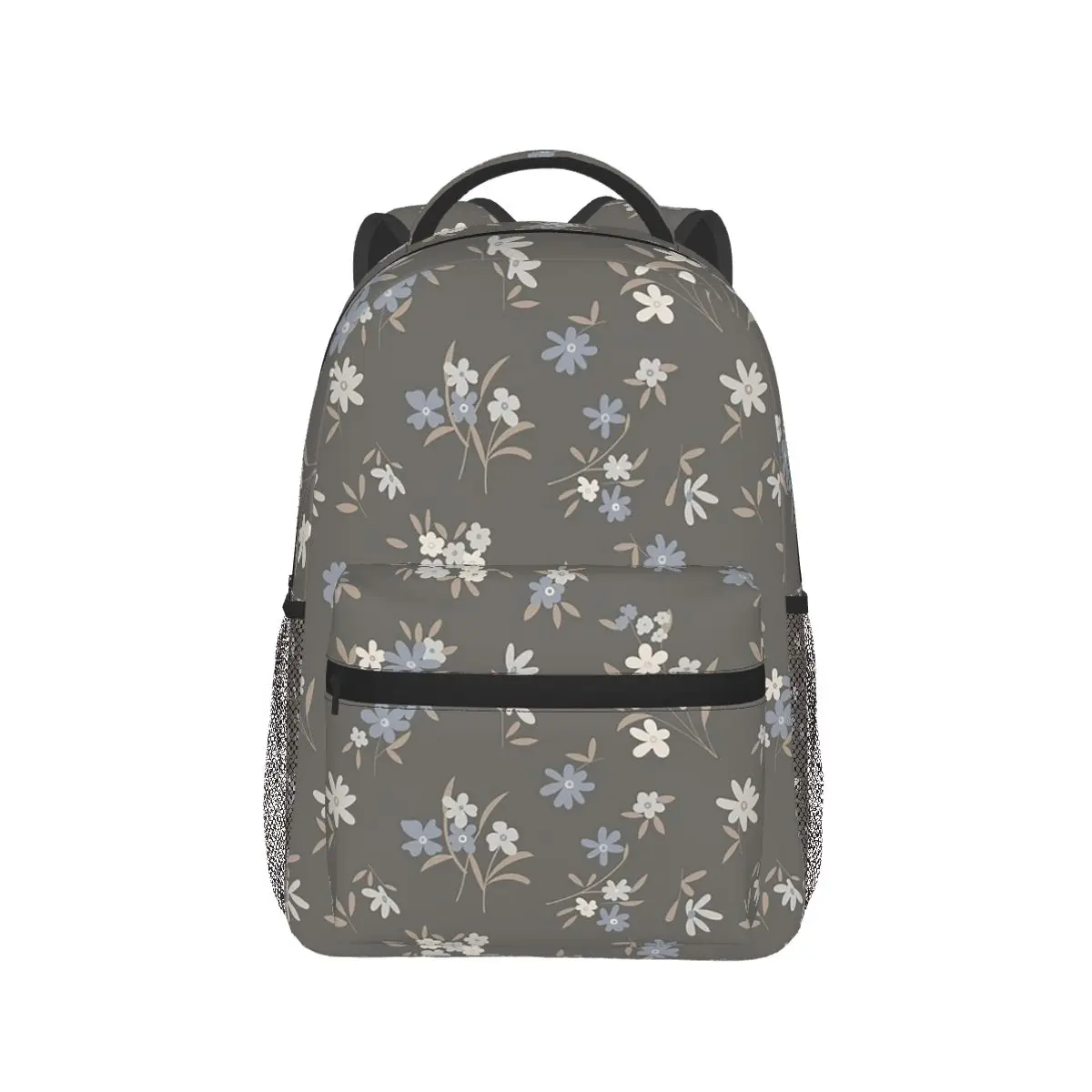 Grey Ditsy Floral Backpacks Boys Girls Bookbag Students School Bags Cartoon Travel Rucksack Shoulder Bag Large Capacity