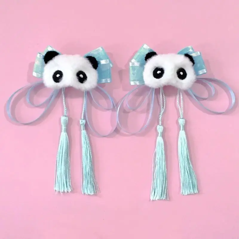 M6CD Girls Hair Clip Antigo chinês Hanfu Hairpin Panda Hairclip Women Hair Ornament