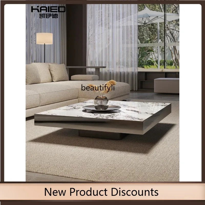 

Asmt59 High-end living room natural marble coffee table household square tea table light luxury coffee table