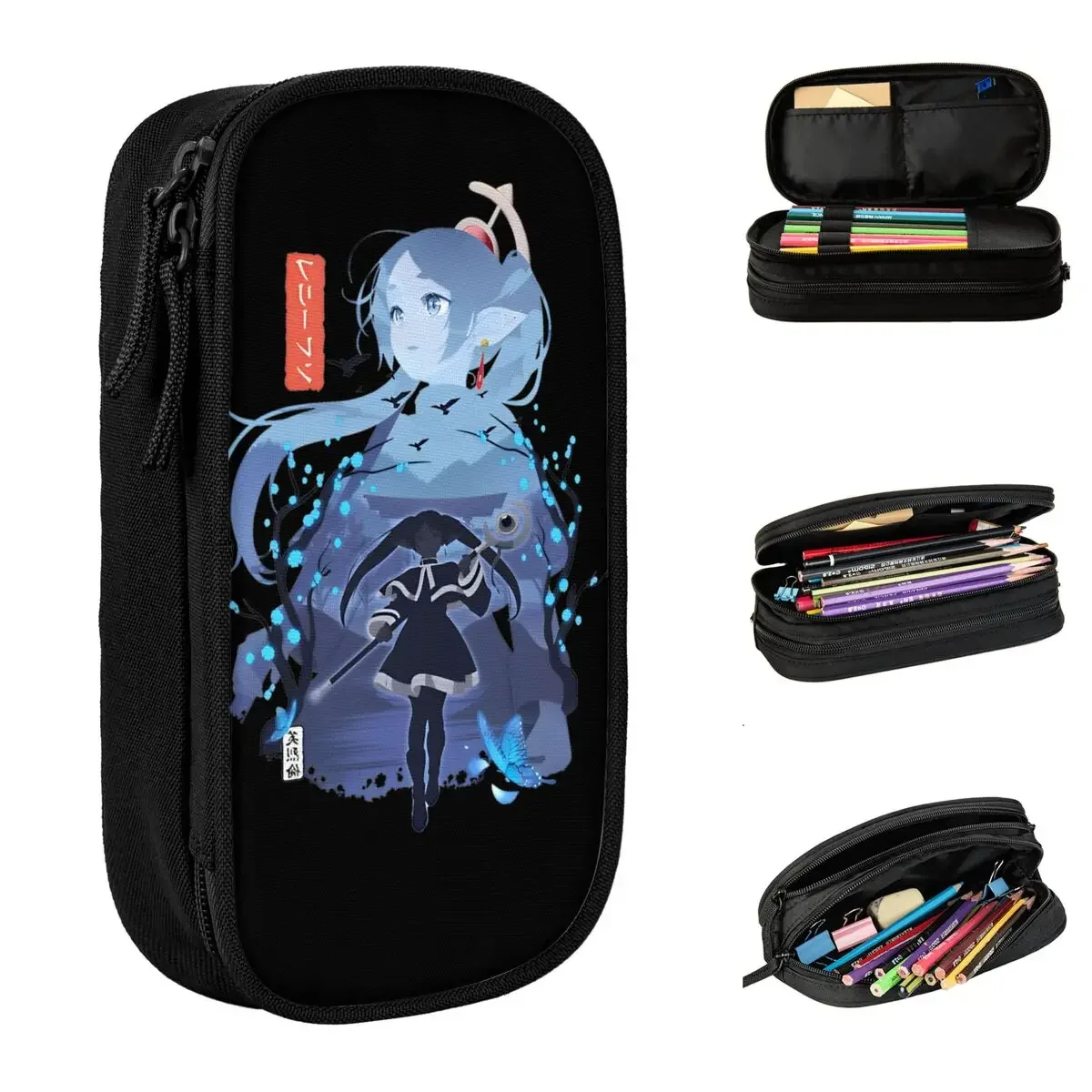 Frieren Silhouette Journeys End Pencil Cases Pencil Box Pen for Student Large Storage Pencil Bags School Supplies Stationery