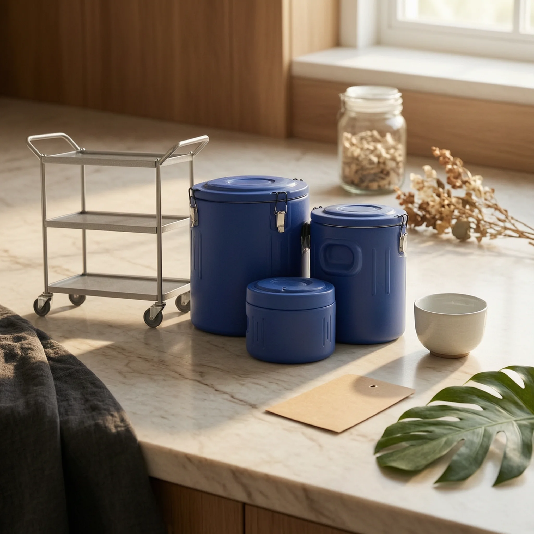 3 Pieces Insulated Food Container Sweat-Proof Exterior Side Handles Stainless Steel Thermal Container Sturdy for Catering