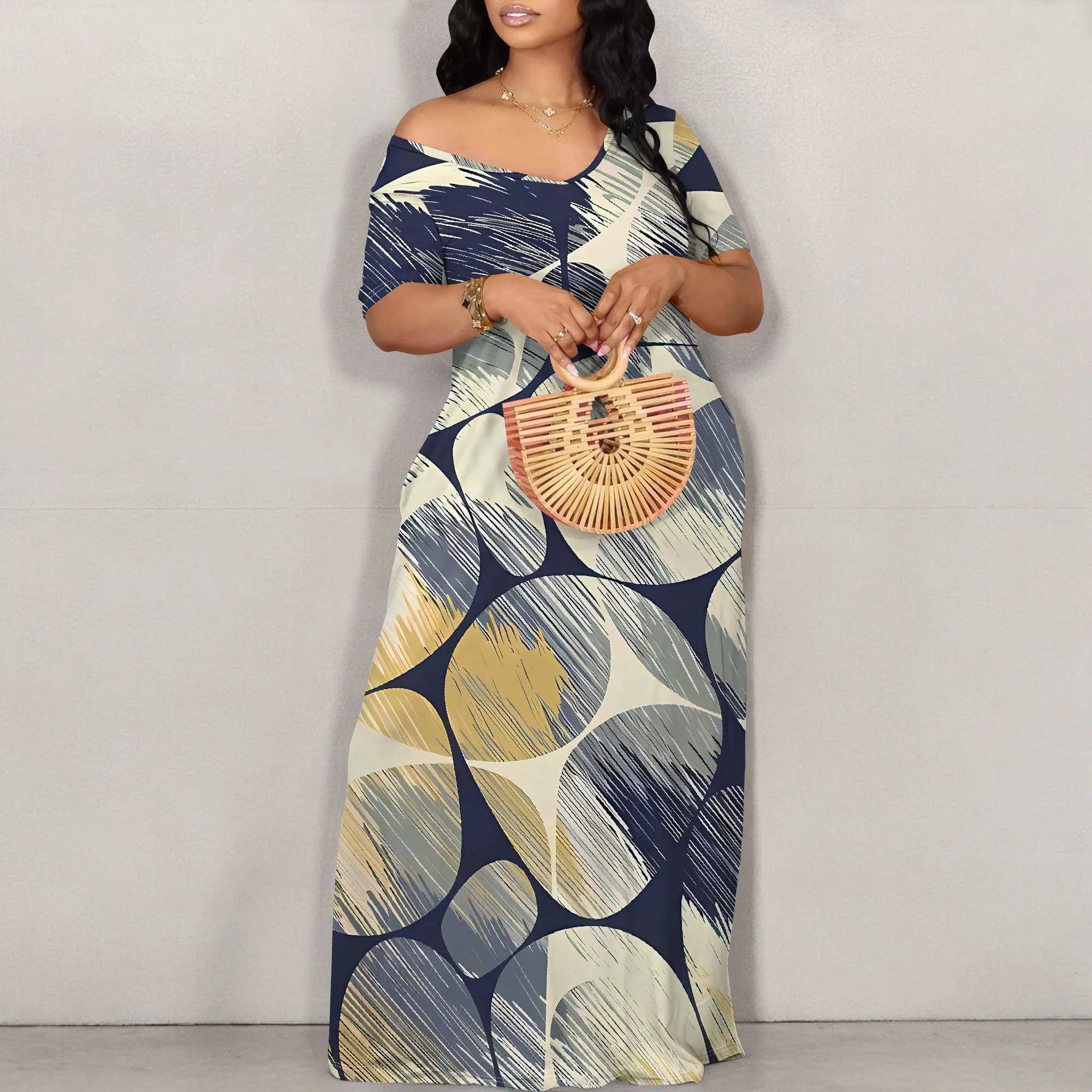 

Women's Fashion Summer Pullover Sexy Off Shoulder Backless Long Dress for Women Bodycon Fashion Print Cocktail Party Dress