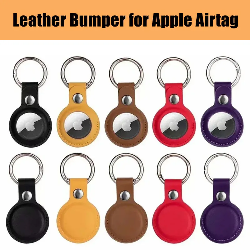 Leather KeychainFor Airtags Protective Case protector Cover Shell Tracker Anti-scratch Air Tag Key Ring Holder Accessories