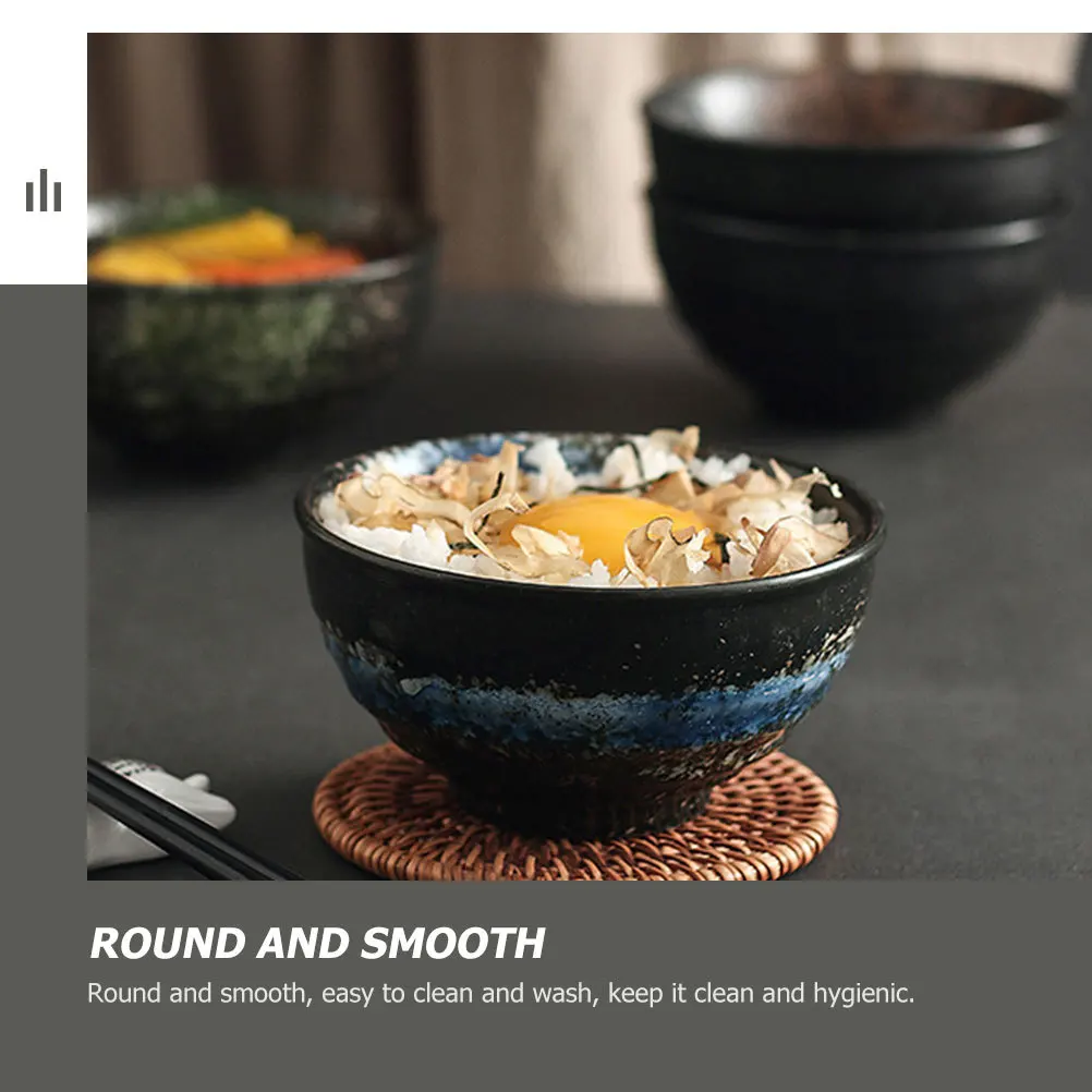 

2Pcs Vintage Ceramic Soup Bowl Home Kitchen Noodle Rice Salad Food Serving Tableware Ceramic Bowl Noodles Container