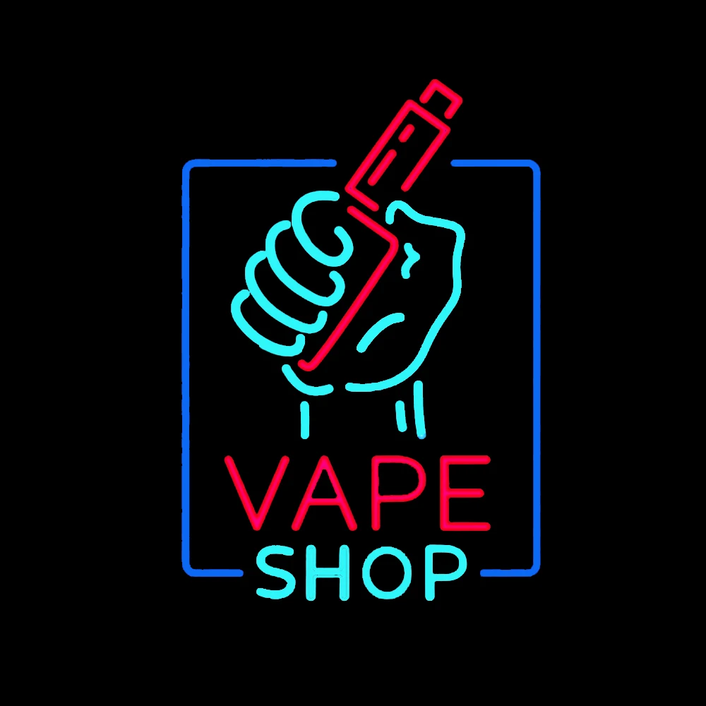 

Hand Hold Vape Shop Neon Light Sign Custom Handmade Real Glass Tube Beer Shop Store Room Decor Display Lamp On Wall Gift 15"X19"