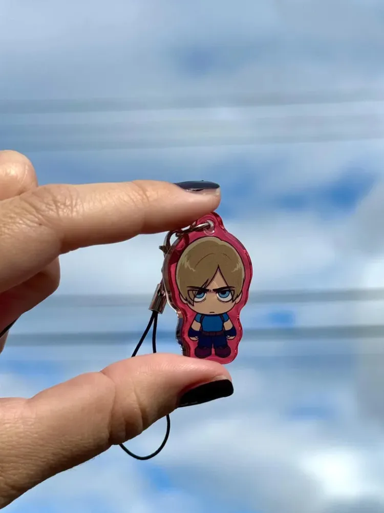 Leon Kennedy Chibi Acrylic Phone Chain / Keychain || Resident Evil 4 Horror Cute Kawaii Anime Keychain Chibi Mini