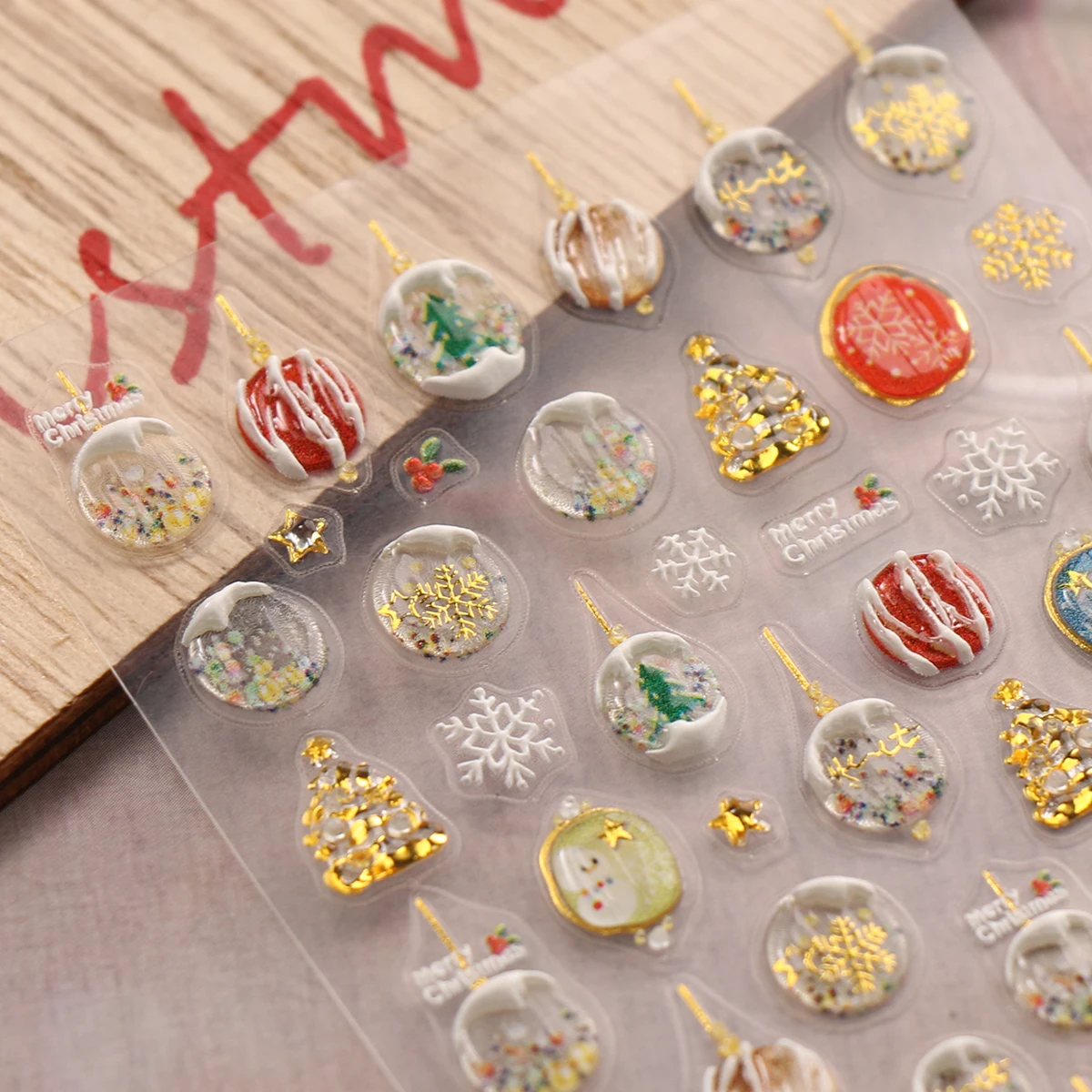 قطعتان من ملصقات فن الأظافر المزخرفة بأجراس هلام عيد الميلاد الشتوية، ملصقات فنية منقوشة لفن الأظافر، تطبيق سهل للأظافر #3