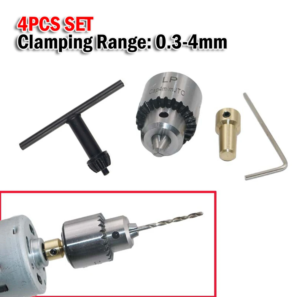 JT0 Micro Motor Drill Chuck Clamping Range 0.3-4mm Electric Motor Shaft 3.17mm Mini Drill Chuck With Chuck Key